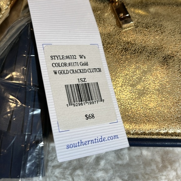 NWT SOUTHERN TIDE gold cracked clutch - Picture 3 of 7